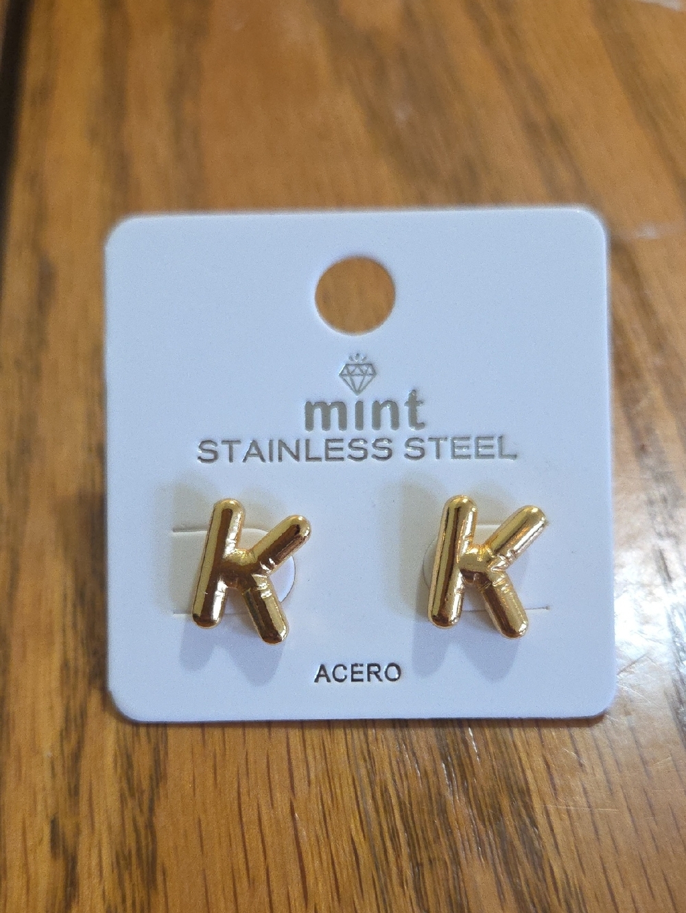 Mint Gold Letter K Stud Earrings Stainless Steel